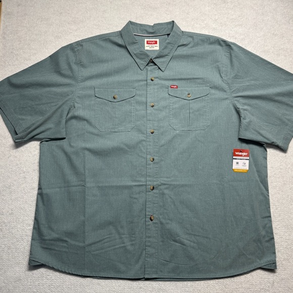 Wrangler Five Star Heritage Relaxed Fit Button Up Shirt Green Men's Size 3XL - Picture 1 of 13